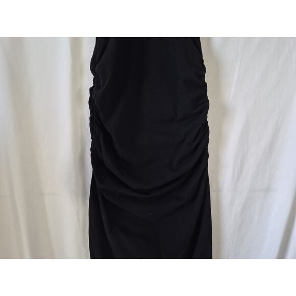 Michael Stars Womens Designer Black Ruched Racer Back Midi Dress Small - Picture 8 of 9